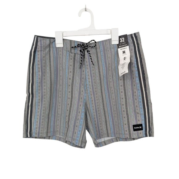 Hurley Phantom Boardshort Men Size 32 Striped Retro Swim Surf Performance Modern - Picture 1 of 11
